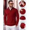 COOFANDY Men’s Quarter Zip Up Sweaters Slim Fit Lightweight Mock Pullover(Red)