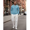 COOFANDY Men’s Quarter Zip Up Sweaters Slim Fit Lightweight Mock Pullover(Sky Blue)