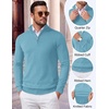 COOFANDY Men’s Quarter Zip Up Sweaters Slim Fit Lightweight Mock Pullover(Sky Blue)