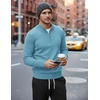 COOFANDY Men’s Quarter Zip Up Sweaters Slim Fit Lightweight Mock Pullover(Sky Blue)