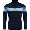 COOFANDY Men’s Quarter Zip Up Sweaters Slim Fit Lightweight Mock Pullover(Stripe-blue)
