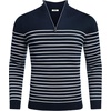 COOFANDY Men’s Quarter Zip Up Sweaters Slim Fit Lightweight Mock Pullover(Stripe-white Navy)