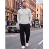COOFANDY Men’s Quarter Zip Up Sweaters Slim Fit Lightweight Mock Pullover(White)