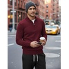 COOFANDY Men’s Quarter Zip Up Sweaters Slim Fit Lightweight Mock Pullover(Wine Red)