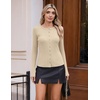 COOFANDY Women’s Lightweight Cardigans Ribbed Long Sleeve Button Up Sweater(Apricot)