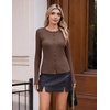 COOFANDY Women’s Lightweight Cardigans Ribbed Long Sleeve Button Up Sweater(Brown)