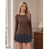 COOFANDY Women’s Lightweight Cardigans Ribbed Long Sleeve Button Up Sweater(Brown)