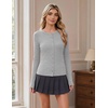 COOFANDY Women’s Lightweight Cardigans Ribbed Long Sleeve Button Up Sweater(Grey)