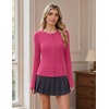 COOFANDY Women’s Lightweight Cardigans Ribbed Long Sleeve Button Up Sweater(Hot Pink)