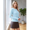 COOFANDY Women’s Lightweight Cardigans Ribbed Long Sleeve Button Up Sweater(Light Blue)