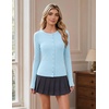 COOFANDY Women’s Lightweight Cardigans Ribbed Long Sleeve Button Up Sweater(Light Blue)