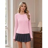 COOFANDY Women’s Lightweight Cardigans Ribbed Long Sleeve Button Up Sweater(Pink)