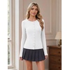 COOFANDY Women’s Lightweight Cardigans Ribbed Long Sleeve Button Up Sweater(White)