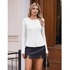 COOFANDY Women’s Lightweight Cardigans Ribbed Long Sleeve Button Up Sweater(White)