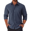 COOFANDY Mens Long Sleeve Button Down Shirts Casual Untucked Shirts for Men Dress Shirts Beach Wedding Shirts(Navy-white)