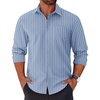 COOFANDY Mens Long Sleeve Button Down Shirts Casual Untucked Shirts for Men Dress Shirts Beach Wedding Shirts(White Stripe-blue)