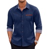 COOFANDY Men’s Long Sleeve Casual Button Down Shirts Untucked Shirts Plaid Collar Vintage Denim Shirt(Dark Blue)