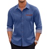 COOFANDY Men’s Long Sleeve Casual Button Down Shirts Untucked Shirts Plaid Collar Vintage Denim Shirt(Sky Blue)