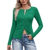 COOFANDY Women’s Lightweight Cardigans Ribbed Long Sleeve Button Up Sweater(Green)