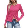 COOFANDY Women’s Lightweight Cardigans Ribbed Long Sleeve Button Up Sweater(Hot Pink)