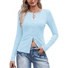 COOFANDY Women’s Lightweight Cardigans Ribbed Long Sleeve Button Up Sweater(Light Blue)