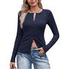 COOFANDY Women’s Lightweight Cardigans Ribbed Long Sleeve Button Up Sweater(Navy Blue)