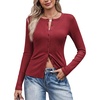 COOFANDY Women’s Lightweight Cardigans Ribbed Long Sleeve Button Up Sweater(Red)