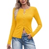 COOFANDY Women’s Lightweight Cardigans Ribbed Long Sleeve Button Up Sweater(Yellow)