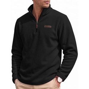COOFANDY Men’s Fleece Quarter Zip Pullover Mock Neck Long Sleeve Sweatshirt(1-black)
