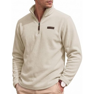 COOFANDY Men’s Fleece Quarter Zip Pullover Mock Neck Long Sleeve Sweatshirt(Beige)