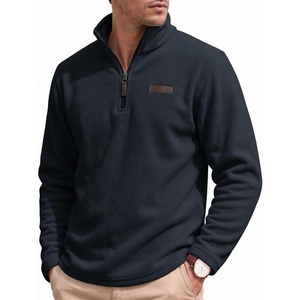COOFANDY Men’s Fleece Quarter Zip Pullover Mock Neck Long Sleeve Sweatshirt(Navy Blue)