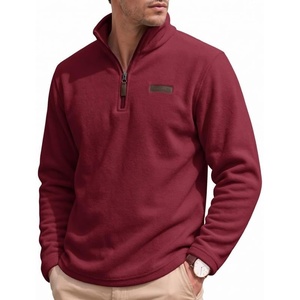 COOFANDY Men’s Fleece Quarter Zip Pullover Mock Neck Long Sleeve Sweatshirt(Wine Red)