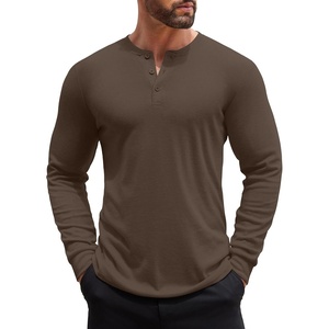 COOFANDY Men’s Henley Shirts Long Sleeve Button T-Shirt Lightweight Fashion Casual Pullover Shirt(Brown)