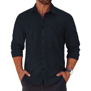 COOFANDY Mens Long Sleeve Button Down Shirts Casual Untucked Shirts for Men Dress Shirts Beach Wedding Shirts(Black Plaid)