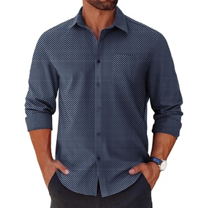 COOFANDY Mens Long Sleeve Button Down Shirts Casual Untucked Shirts for Men Dress Shirts Beach Wedding Shirts(Navy-white)