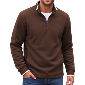 COOFANDY Mens Quarter Zip Pullover Fleece Mock Neck Casual Sweatshirt 2026(Brown-a)