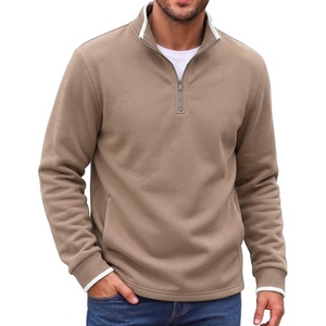 COOFANDY Mens Quarter Zip Pullover Fleece Mock Neck Casual Sweatshirt 2026(Khaki)