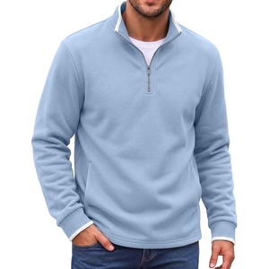 COOFANDY Mens Quarter Zip Pullover Fleece Mock Neck Casual Sweatshirt 2026(Light Blue)