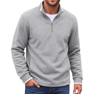 COOFANDY Mens Quarter Zip Pullover Fleece Mock Neck Casual Sweatshirt 2026(Light Grey Heather)