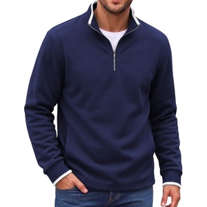 COOFANDY Mens Quarter Zip Pullover Fleece Mock Neck Casual Sweatshirt 2026(Navy Blue)