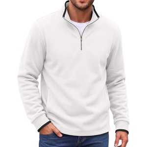 COOFANDY Mens Quarter Zip Pullover Fleece Mock Neck Casual Sweatshirt 2026(White)