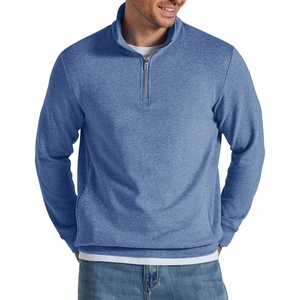 COOFANDY Men’s Quarter Zip Pullover Fleece Sweatshirt with Zipper Pockets(Denim Blue)