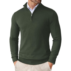 COOFANDY Men’s Quarter Zip Up Sweaters Slim Fit Lightweight Mock Pullover(Army Green)