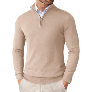 COOFANDY Men’s Quarter Zip Up Sweaters Slim Fit Lightweight Mock Pullover(Champagne)