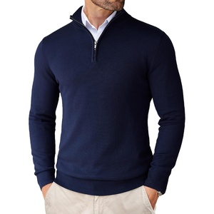 COOFANDY Men’s Quarter Zip Up Sweaters Slim Fit Lightweight Mock Pullover(Navy Blue)