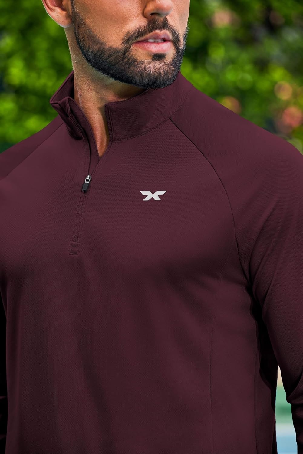 image:imageCOOFANDY Mens Quarter Zip Pullover Long Sleeve Athletic Running Shirts Quick Dry Lightweight Tennis GolfWine Red