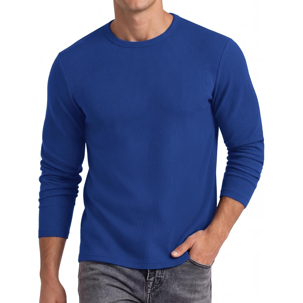 image:imageCOOFANDY Mens Long Sleeve T Shirts Muscle Fit Casual Crew Neck Ribbed Tee ShirtsRoyal Blue