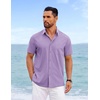 COOFANDY Linen Shirts for Men Summer Shirts Short Sleeve Button Down Shirts Beach Essentials Purple