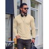 COOFANDY Mens Long Sleeve T Shirts Muscle Fit Casual Crew Neck Ribbed Tee Shirts(Beige)