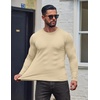 COOFANDY Mens Long Sleeve T Shirts Muscle Fit Casual Crew Neck Ribbed Tee Shirts(Beige)